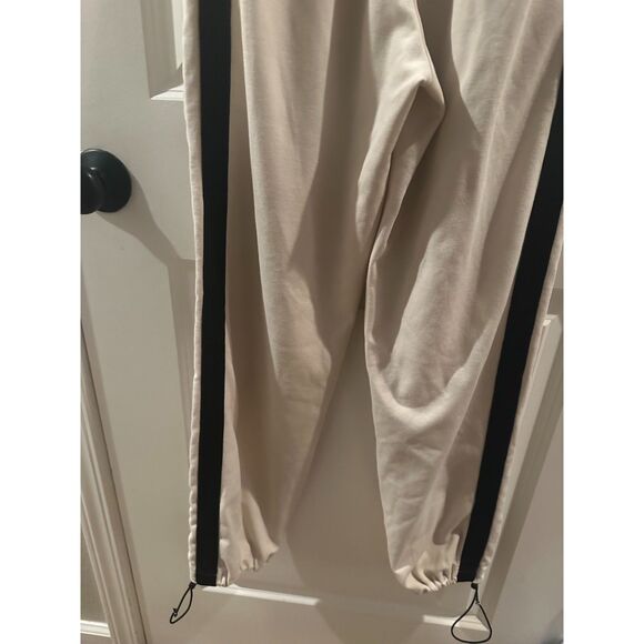 Commence Women's Beige Black Stripe Adjustable Ankle Scuba Fit Joggers Size M - Picture 8 of 13